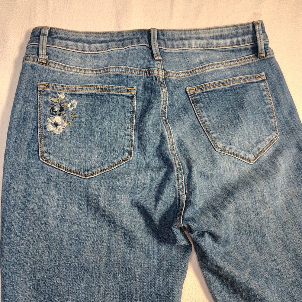 Driftwood Women Jackie Jeans 30x28 Blue Stretch Floral Embroidered Straight - Picture 11 of 14